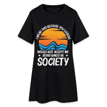  Nudist Stuff Naturism Lover Freedom nakedness - Women’s T-Shirt Dress - black - Front