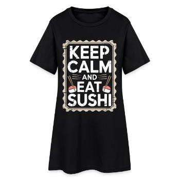 Sushi Reste calme et mange des sushis Amoureux de la cuisine japonaise - Robe T-shirt Femme - noir - Devant