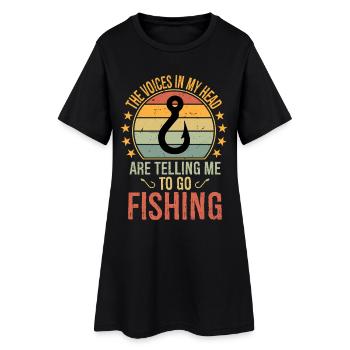 Fishing Gifts Funny Fisherman - Frauen T-Shirt-Kleid - Schwarz - Vorne