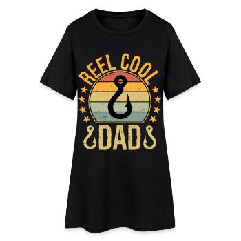 Reel Cool Dad Fishing Papa Vintage Daddy Father - Frauen T-Shirt-Kleid - Schwarz - Vorne