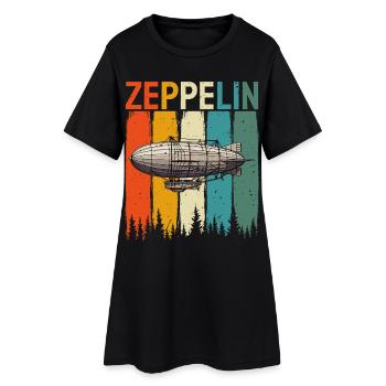 Style Rock Vintage Rétro Zeppelin Dirigeable - Robe T-shirt Femme - noir - Devant