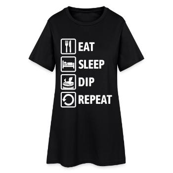 Eat Sleep Dip Repeat - Eisbaden - Winterbaden - Frauen T-Shirt-Kleid - Schwarz - Vorne