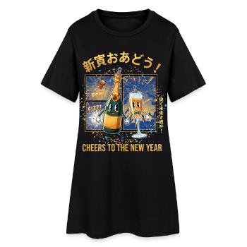 Cheers To The New Year Fireworks Celebration 2025 - Women’s T-Shirt Dress - black - Front
