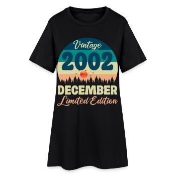 Geburtstagsgeschenk Dezember 2002 - Frauen T-Shirt-Kleid - Schwarz - Vorne