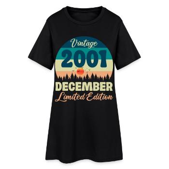 Anniversaire Décembre 2001 Cadeau D'anniversaire  - Robe T-shirt Femme - noir - Devant
