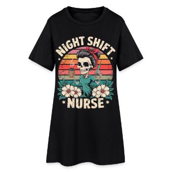 Night Shift Nurse Retro - Women’s T-Shirt Dress - black - Front