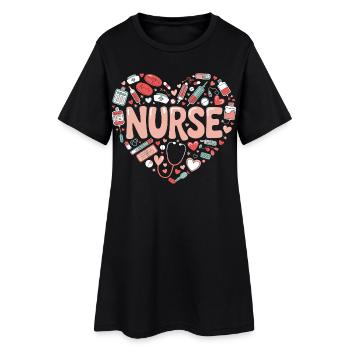Conception du cœur infirmier - Robe T-shirt Femme - noir - Devant