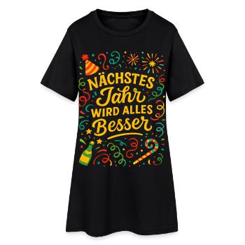 Feux d’artifice Réveillon du Nouvel An Confettis Bonheur Nouvelle Année - Robe T-shirt Femme - noir - Devant