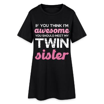 Sœur jumelle qui dit T-shirt - Robe T-shirt Femme - noir - Devant