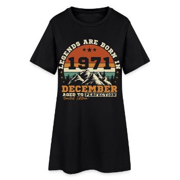 Décembre 1971 Vintage Cadeau D'anniversaire - Robe T-shirt Femme - noir - Devant