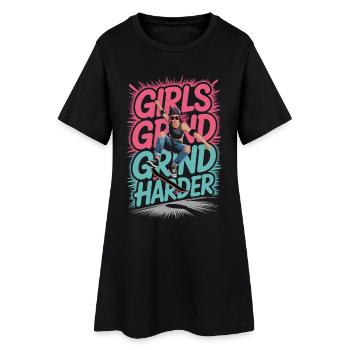 Girls Skate Grind Harder Spruch Design - Frauen T-Shirt-Kleid - Schwarz - Vorne