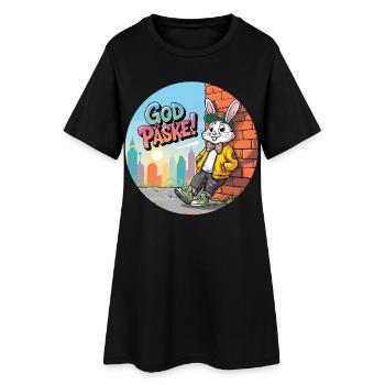 Le lapin de Pâques dans l'art de rue de la ville - Robe T-shirt Femme - noir - Devant