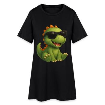 Dinosaur with sunglasses - Women’s T-Shirt Dress - black - Front
