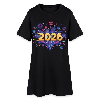 Fête du réveillon du réveillon des feux d’artifice 2026 - Robe T-shirt Femme - noir - Devant