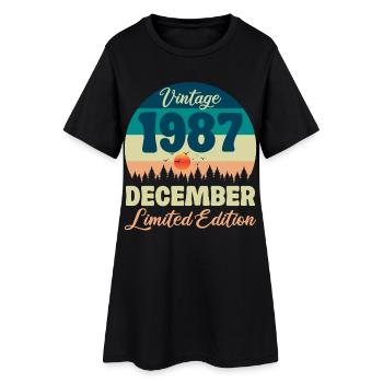 Anniversaire Décembre 1987 Cadeau D'anniversaire  - Robe T-shirt Femme - noir - Devant
