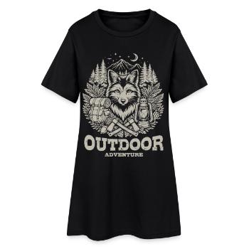 Outdoor Abenteuer | Natur - Camping - Wandern - Frauen T-Shirt-Kleid - Schwarz - Vorne