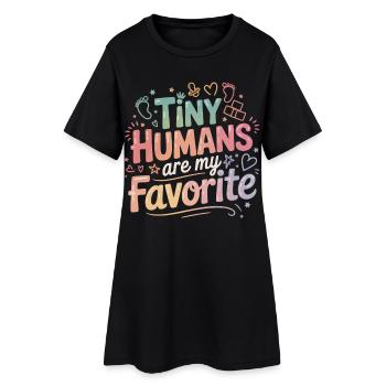 Kleine Menschen, meine Favoriten - Frauen T-Shirt-Kleid - Schwarz - Vorne