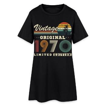 Original 1970 Vintage Vintage Anniversaire Rétro - Robe T-shirt Femme - noir - Devant
