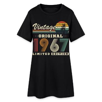 Originaler Vintage-Retro-Geburtstag von 1967 - Frauen T-Shirt-Kleid - Schwarz - Vorne