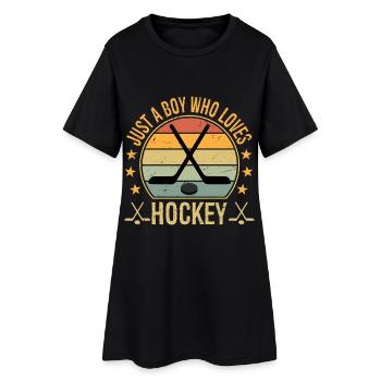 Drôle de hockey, juste un garçon qui aime le hockey - Robe T-shirt Femme - noir - Devant