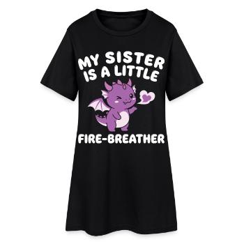 Frère Dragon Mignon, Frère ou Sœur - Robe T-shirt Femme - noir - Devant