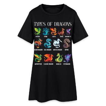 Arten von Dragons Lover Fantasy - Frauen T-Shirt-Kleid - Schwarz - Vorne