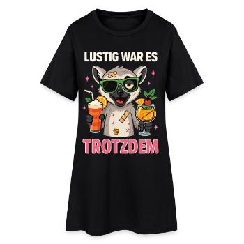 C’était quand même drôle, fête de lémuriens-chats - Robe T-shirt Femme - noir - Devant
