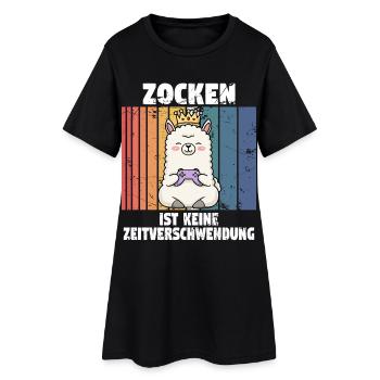 Lama zocken controller - Frauen T-Shirt-Kleid - Schwarz - Vorne