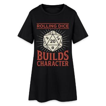 Rolling Dice Builds Character – RPG Gamer Design - Frauen T-Shirt-Kleid - Schwarz - Vorne