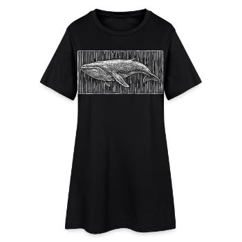 Gravure sur bois vintage de la baleine bleue – Majestueux géant océanique - Robe T-shirt Femme - noir - Devant
