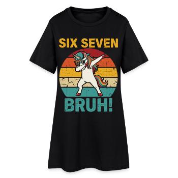 Six Seven Bruh! – Cool dabbing unicorn meme - Women’s T-Shirt Dress - black - Front