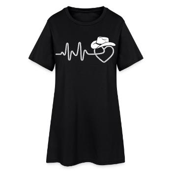 Heartbeat with cowboy hat - Women’s T-Shirt Dress - black - Front