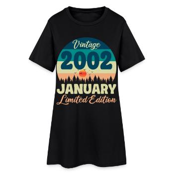 Geburtstag Januar 2002 Geschenk Vintage Limited - Frauen T-Shirt-Kleid - Schwarz - Vorne