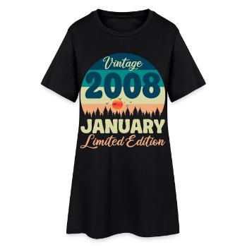 Anniversaire Janvier 2008 Cadeau Vintage Limited - Robe T-shirt Femme - noir - Devant