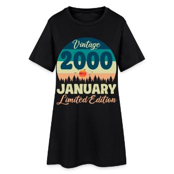 Anniversaire Janvier 2000 Cadeau Vintage Limited - Robe T-shirt Femme - noir - Devant