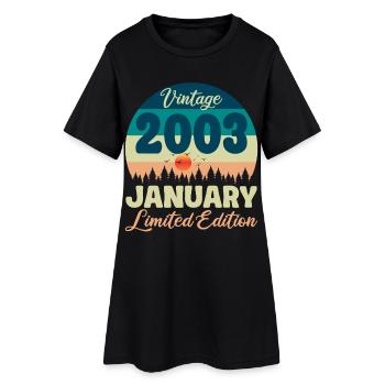 Anniversaire Janvier 2003 Cadeau Vintage Limited - Robe T-shirt Femme - noir - Devant