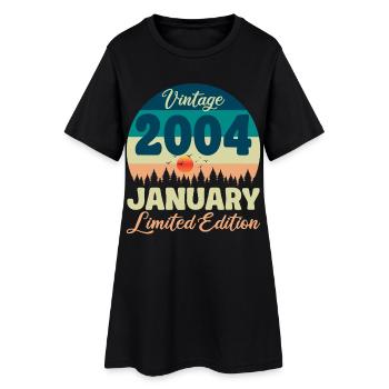 Geburtstag Januar 2004 Geschenk Vintage Limited - Frauen T-Shirt-Kleid - Schwarz - Vorne
