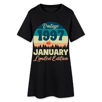 Anniversaire Janvier 1997 Cadeau Vintage Limited - Robe T-shirt Femme - noir - Devant