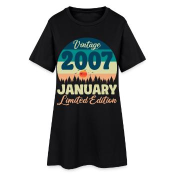 Anniversaire Janvier 2007 Cadeau Vintage Limited - Robe T-shirt Femme - noir - Devant