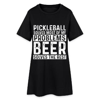 Pickleball löst die meisten meiner Probleme. Bier löst - Frauen T-Shirt-Kleid - Schwarz - Vorne