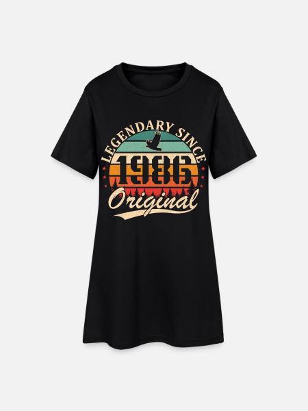 1986 Vintage Rétro Cadeau D'anniversaire - Robe T-shirt Femme - noir