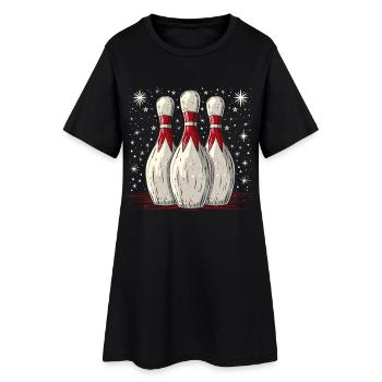 Quilles de bowling de dessin animé - Robe T-shirt Femme - noir - Devant