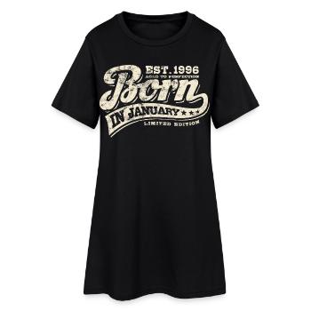 Né en janvier 1996 - Anniversaire - Cadeau - Robe T-shirt Femme - noir - Devant
