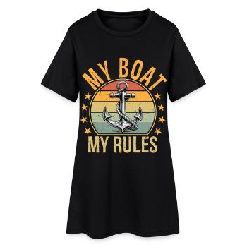 Mon bateau, mes règles, drôle de bateau, capitaine. - Robe T-shirt Femme - noir - Devant