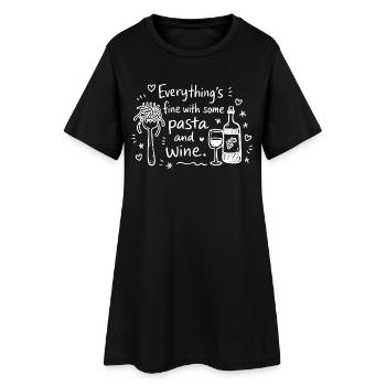 La vie est meilleure avec des pâtes et du vin - Robe T-shirt Femme - noir - Devant
