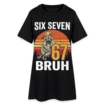 Six Seven 67 Raccoon Sunglasses Brew Meme - Women’s T-Shirt Dress - black - Front