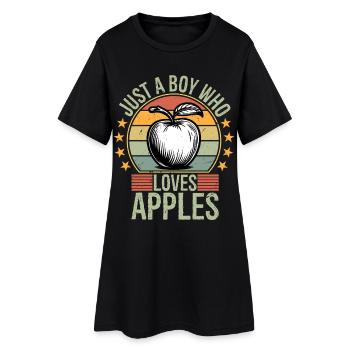 just a boy who loves apples - Frauen T-Shirt-Kleid - Schwarz - Vorne