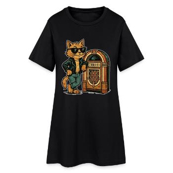 Rockabilly Jukebox Cool Cat Cadeau rétro des années 50 - Robe T-shirt Femme - noir - Devant