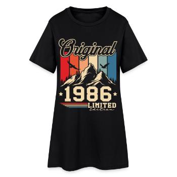 Cadeau vintage 1986 - Robe T-shirt Femme - noir - Devant