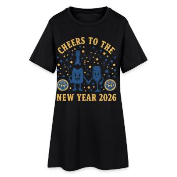À la santé de la fête du Nouvel An 2026 - Robe T-shirt Femme - noir - Devant